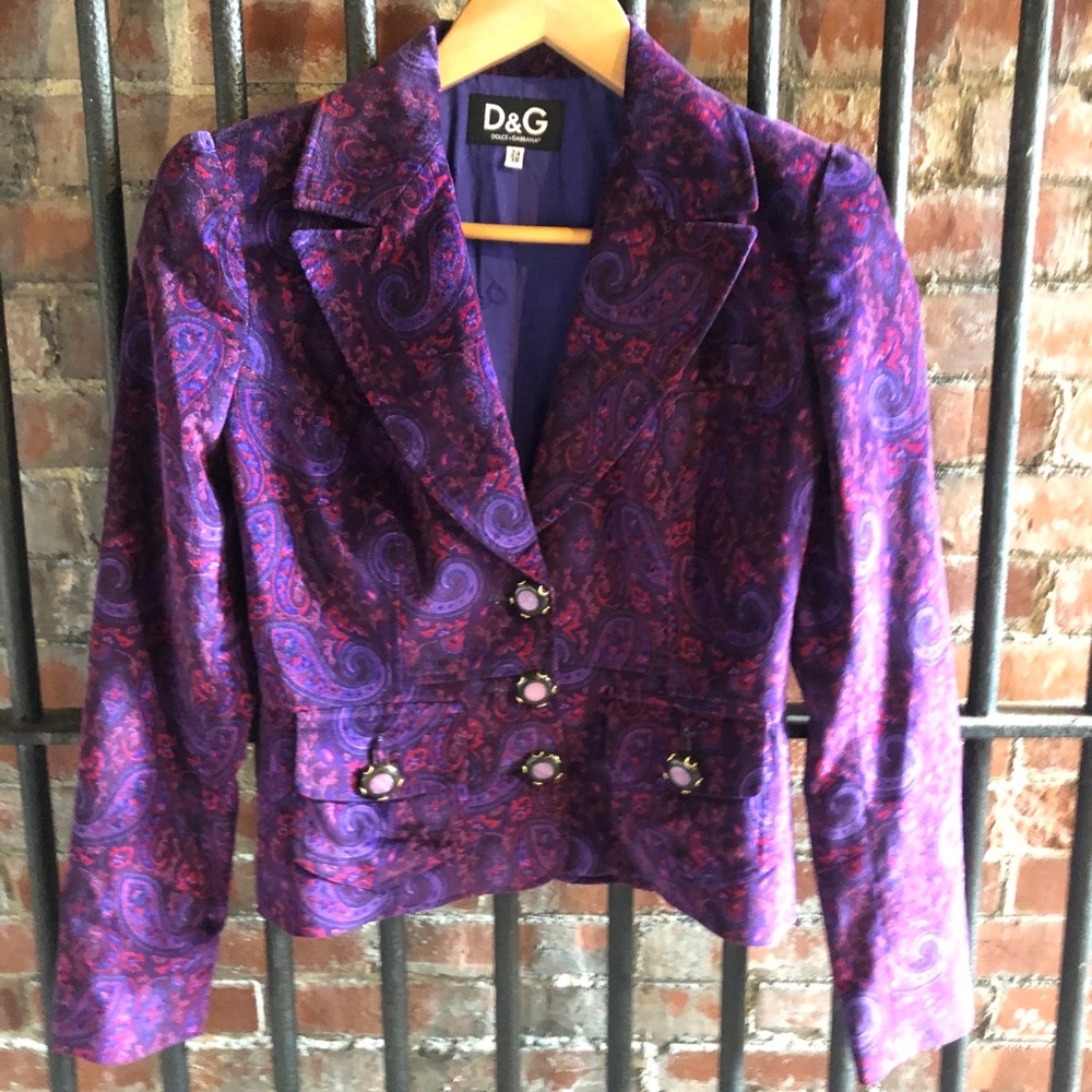 D&G velvet paisley print purple blazer